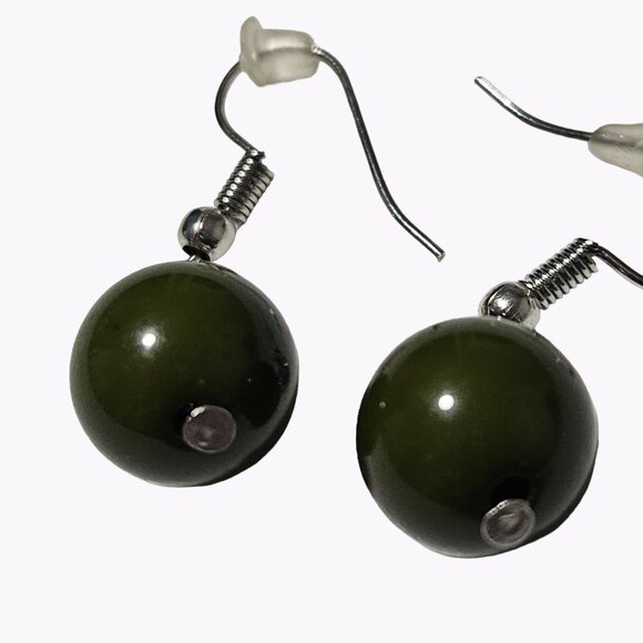 Retro Green Ball Bead Dangle Drop Earrings St Patricks Day Fashion Jewelry Women - Picture 3 of 5